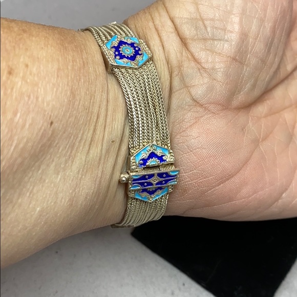 Stunning sterling silver and enamel bracelet - Picture 4 of 8